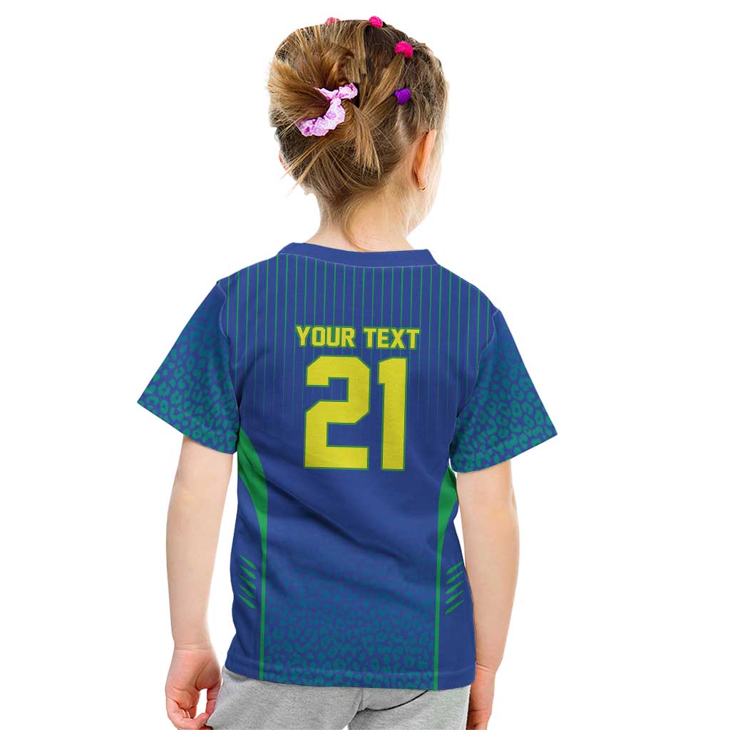 Custom Brazil World Football Legacy Kid T Shirt 5 Times History Champions Blue Version - Wonder Print Shop