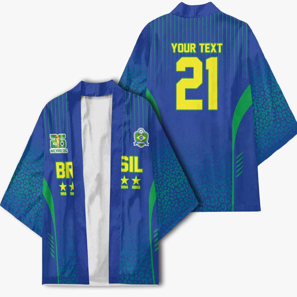 Custom Brazil World Football Legacy Kimono 5 Times History Champions Blue Version - Wonder Print Shop