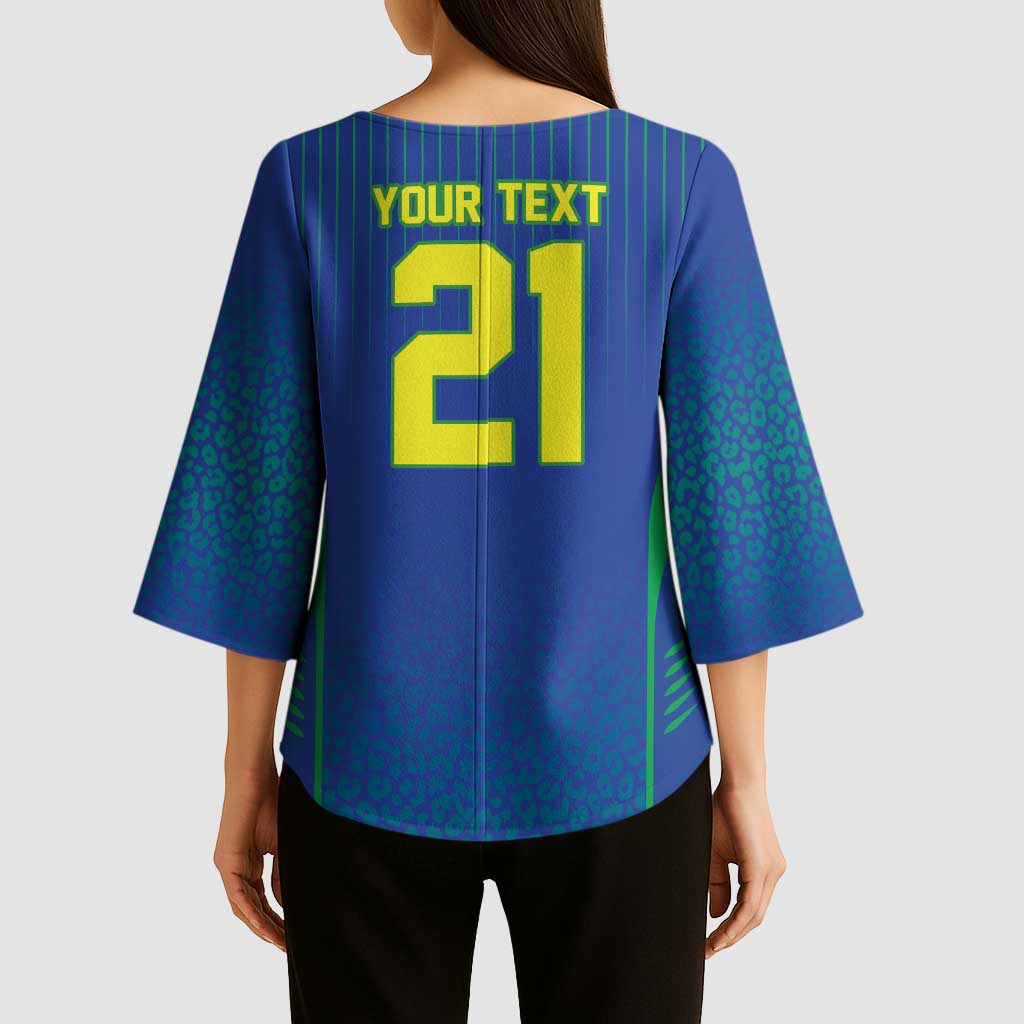 Custom Brazil World Football Legacy Kimono Sleeve Blouse 5 Times History Champions Blue Version - Wonder Print Shop