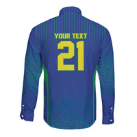 Custom Brazil World Football Legacy Long Sleeve Button Shirt 5 Times History Champions Blue Version - Wonder Print Shop