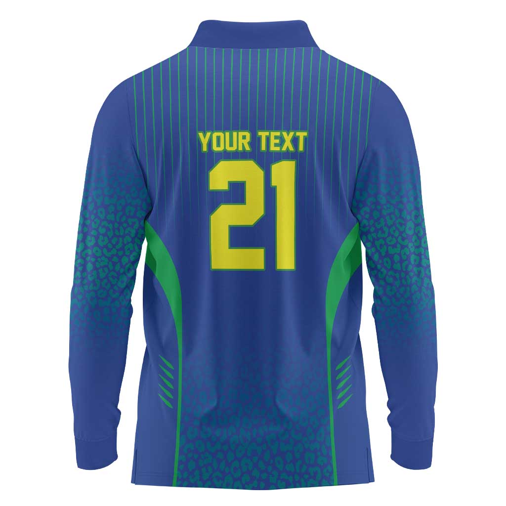 Custom Brazil World Football Legacy Long Sleeve Polo Shirt 5 Times History Champions Blue Version - Wonder Print Shop
