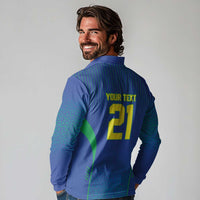 Custom Brazil World Football Legacy Long Sleeve Polo Shirt 5 Times History Champions Blue Version - Wonder Print Shop