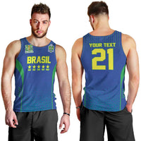 Custom Brazil World Football Legacy Men Tank Top 5 Times History Champions Blue Version - Wonder Print Shop