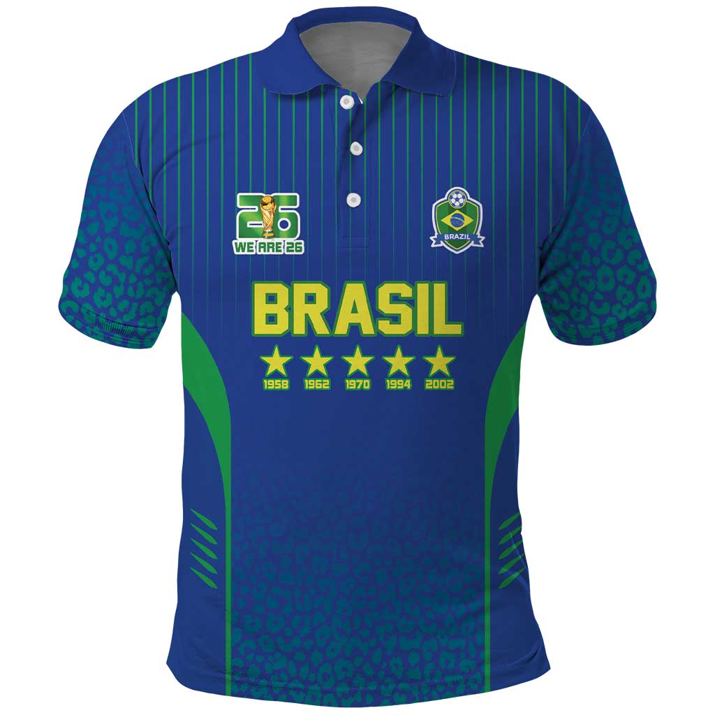 Custom Brazil World Football Legacy Polo Shirt 5 Times History Champions Blue Version - Wonder Print Shop