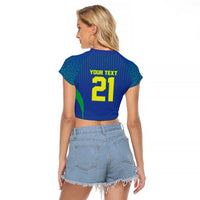 Custom Brazil World Football Legacy Raglan Cropped T Shirt 5 Times History Champions Blue Version - Wonder Print Shop