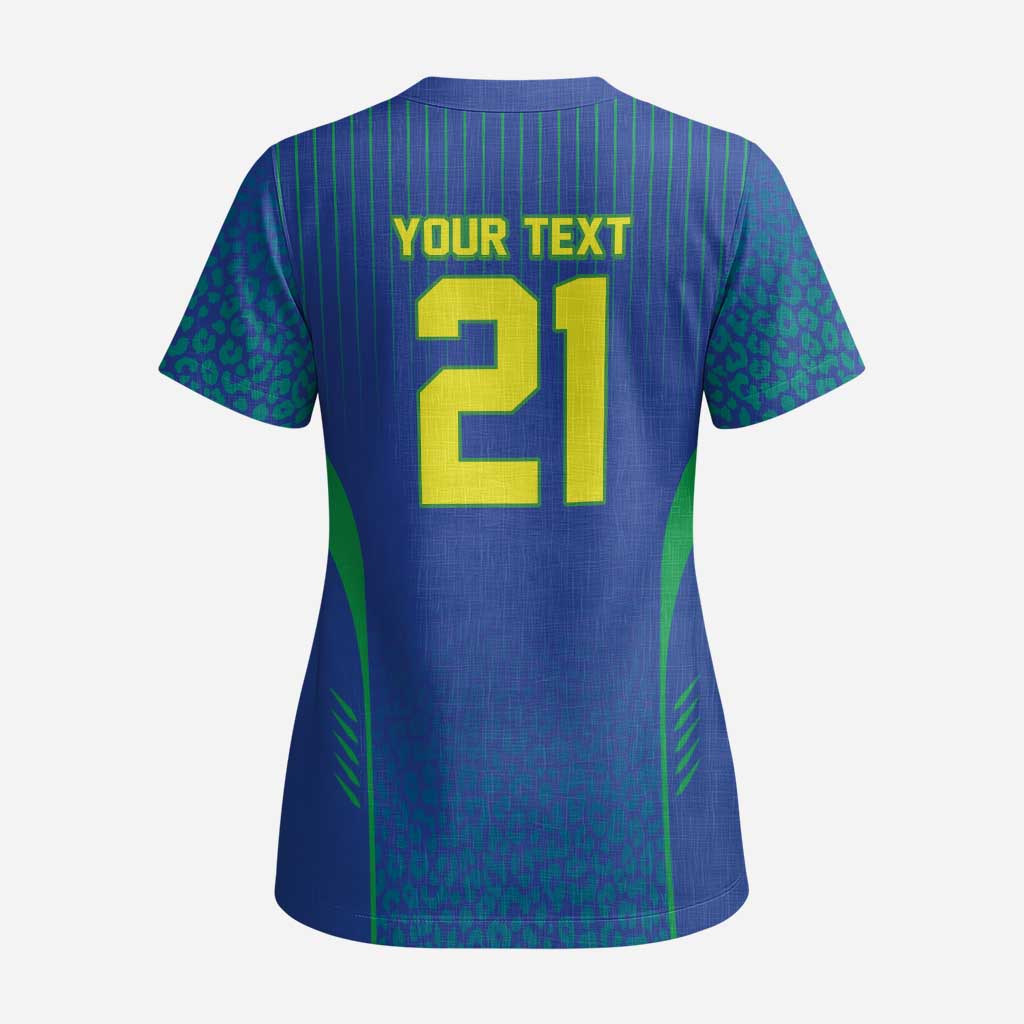 Custom Brazil World Football Legacy Scrub Top 5 Times History Champions Blue Version - Wonder Print Shop