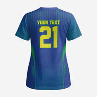 Custom Brazil World Football Legacy Scrub Top 5 Times History Champions Blue Version - Wonder Print Shop