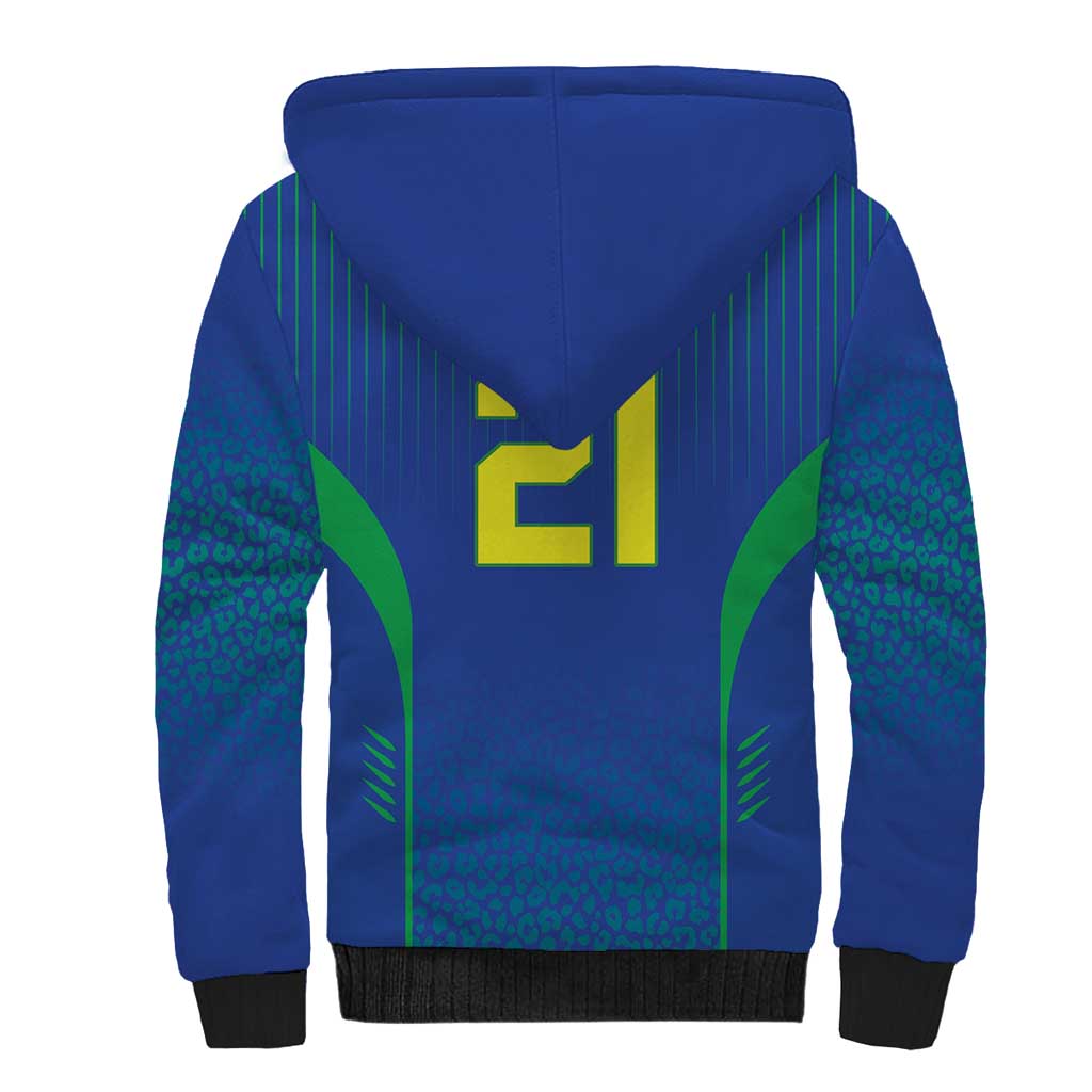 Custom Brazil World Football Legacy Sherpa Hoodie 5 Times History Champions Blue Version - Wonder Print Shop