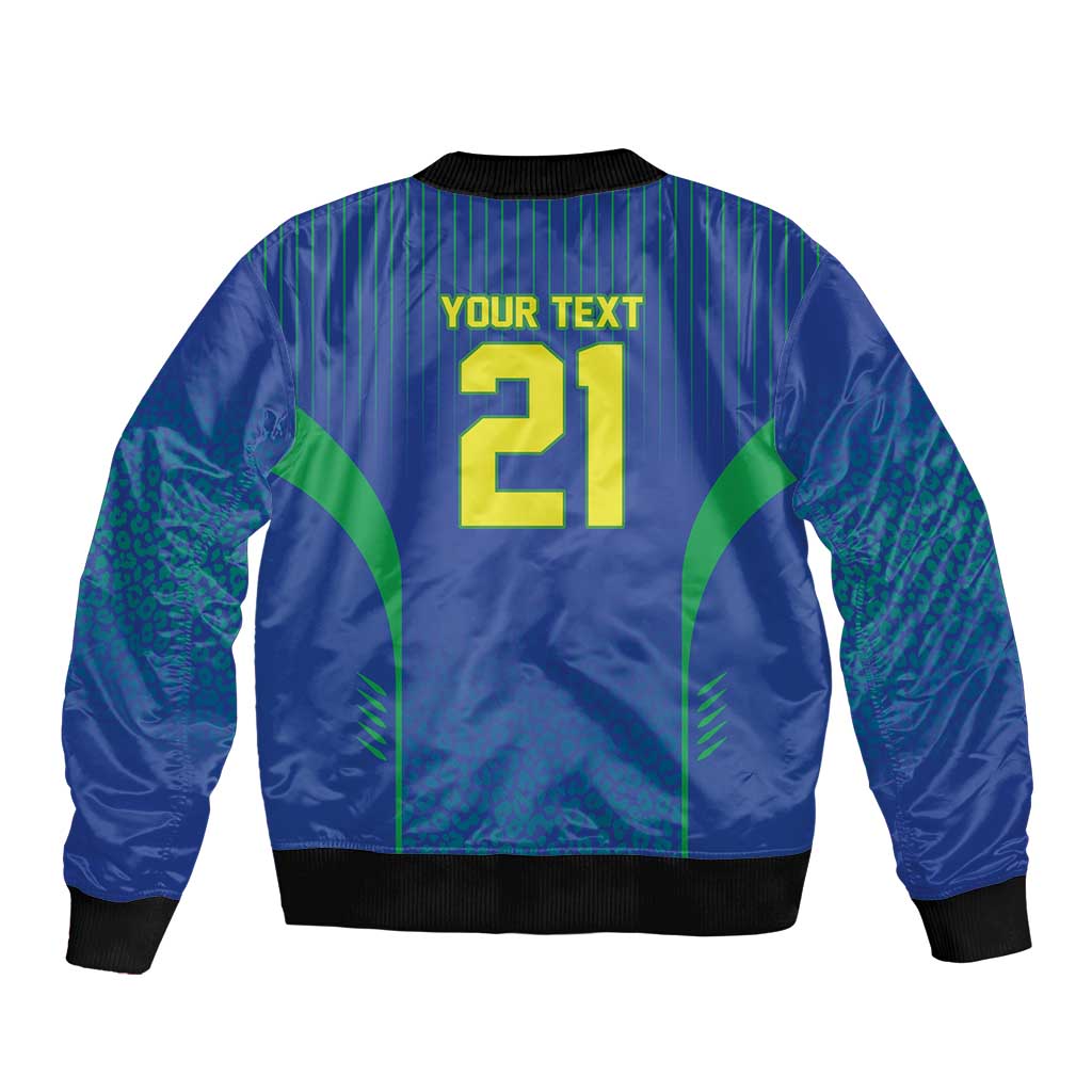 Custom Brazil World Football Legacy Sleeve Zip Bomber Jacket 5 Times History Champions Blue Version - Wonder Print Shop