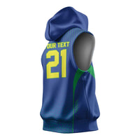 Custom Brazil World Football Legacy Sleeveless Hoodie 5 Times History Champions Blue Version - Wonder Print Shop