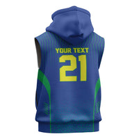 Custom Brazil World Football Legacy Sleeveless Zip Hoodie 5 Times History Champions Blue Version - Wonder Print Shop