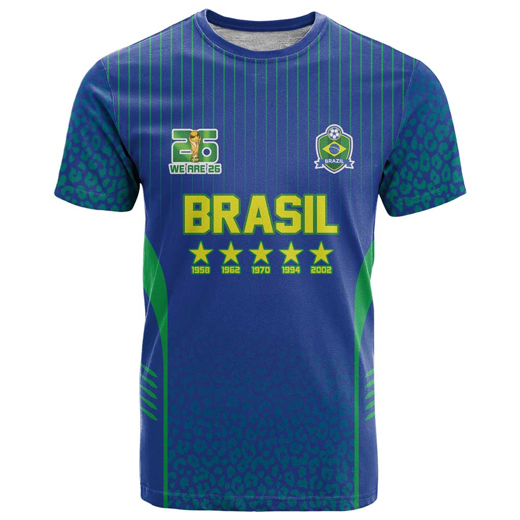 Custom Brazil World Football Legacy T Shirt 5 Times History Champions Blue Version - Wonder Print Shop