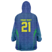 Custom Brazil World Football Legacy Wearable Blanket Hoodie 5 Times History Champions Blue Version - Wonder Print Shop