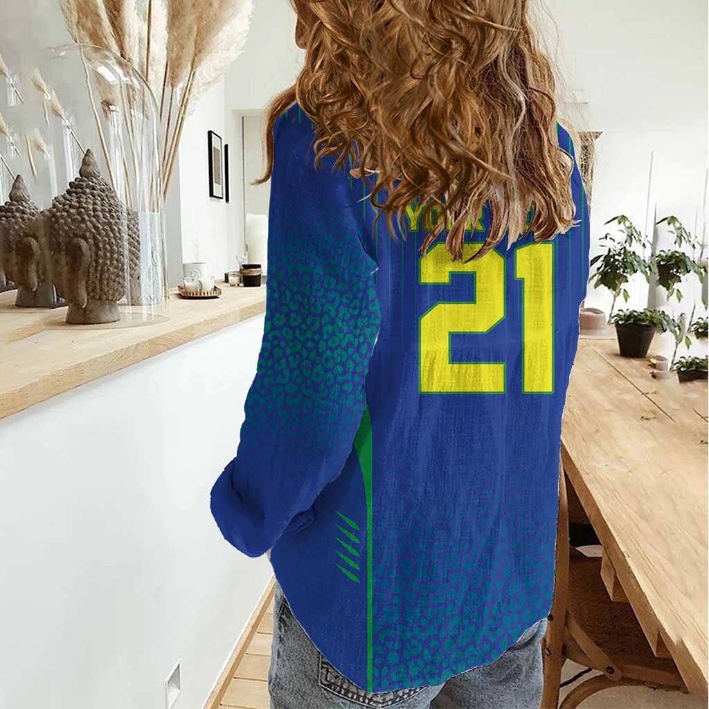 Custom Brazil World Football Legacy Women Casual Shirt 5 Times History Champions Blue Version - Wonder Print Shop