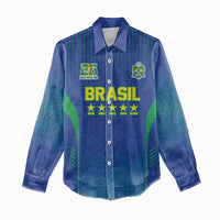 Custom Brazil World Football Legacy Women Casual Shirt 5 Times History Champions Blue Version - Wonder Print Shop
