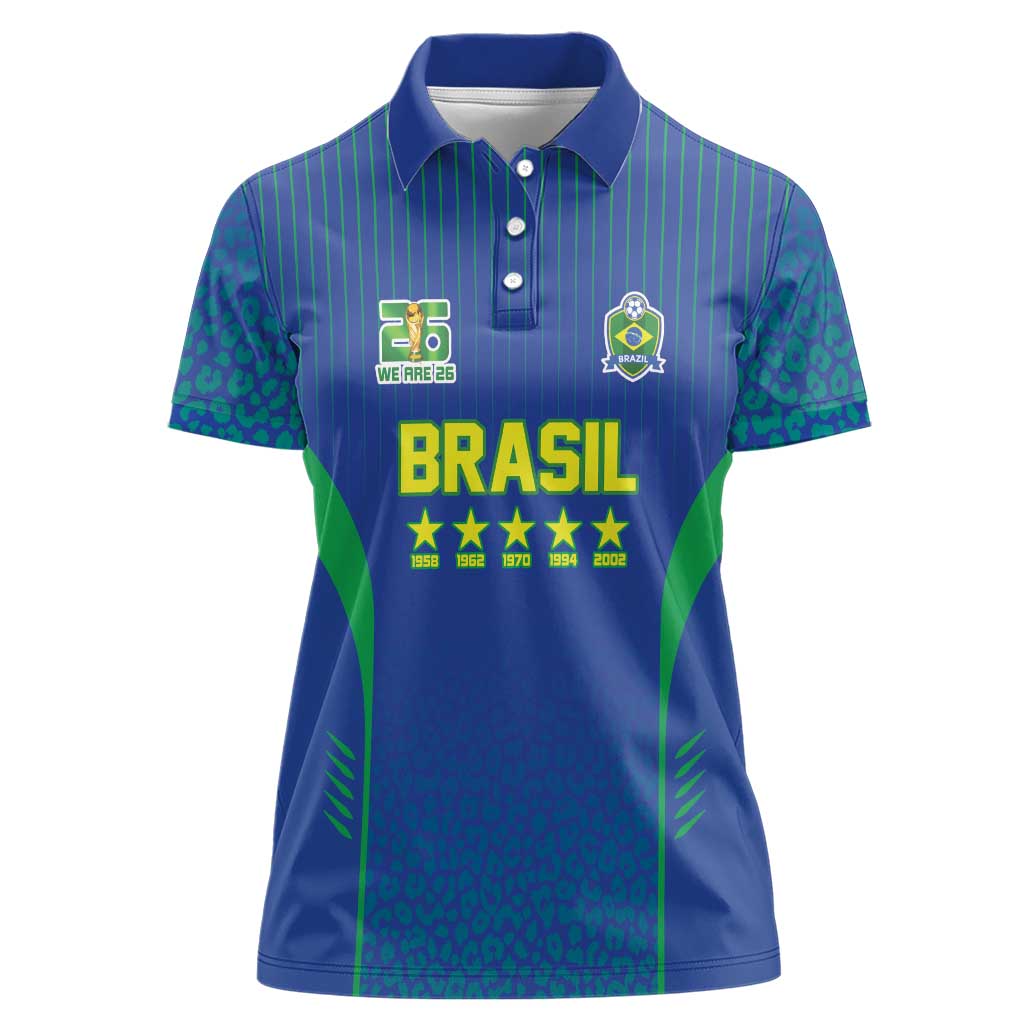 Custom Brazil World Football Legacy Women Polo Shirt 5 Times History Champions Blue Version - Wonder Print Shop