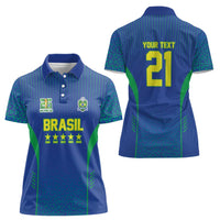 Custom Brazil World Football Legacy Women Polo Shirt 5 Times History Champions Blue Version - Wonder Print Shop
