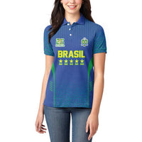 Custom Brazil World Football Legacy Women Polo Shirt 5 Times History Champions Blue Version - Wonder Print Shop