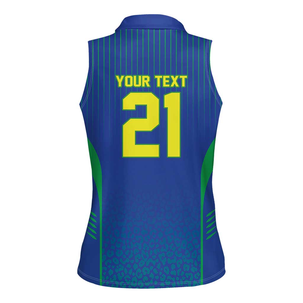 Custom Brazil World Football Legacy Women Sleeveless Polo Shirt 5 Times History Champions Blue Version - Wonder Print Shop