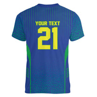 Custom Brazil World Football Legacy Women V-Neck T-Shirt 5 Times History Champions Blue Version - Wonder Print Shop