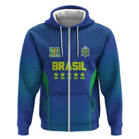 Custom Brazil World Football Legacy Zip Hoodie 5 Times History Champions Blue Version - Wonder Print Shop