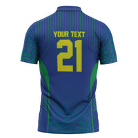 Custom Brazil World Football Legacy Zipper Polo Shirt 5 Times History Champions Blue Version - Wonder Print Shop