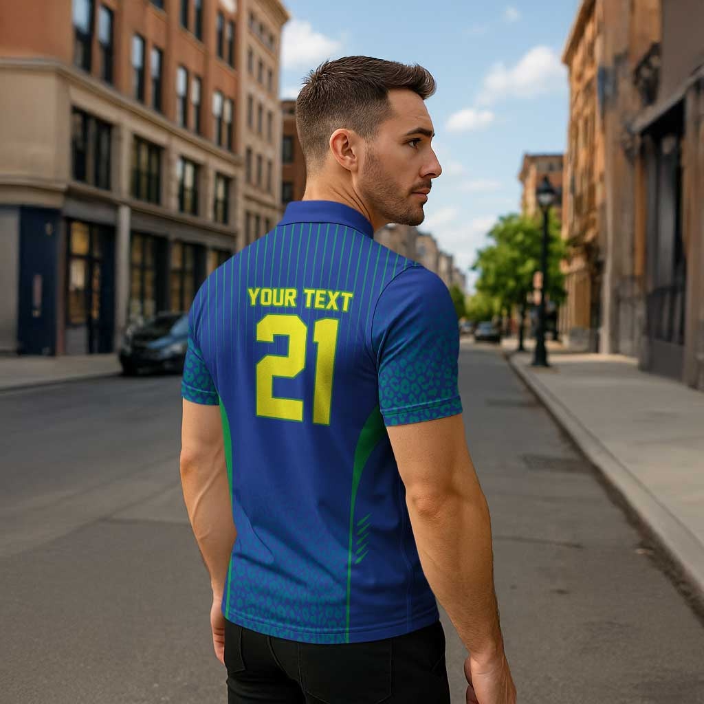 Custom Brazil World Football Legacy Zipper Polo Shirt 5 Times History Champions Blue Version - Wonder Print Shop