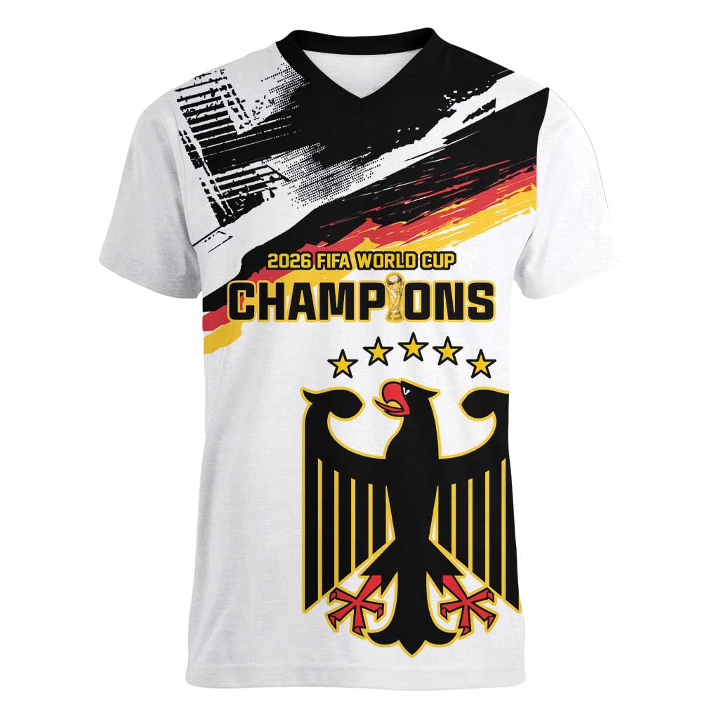 Custom Germany WC26 Future Champions Women V-Neck T-Shirt Zusammen Geschichte Schreiben - Wonder Print Shop