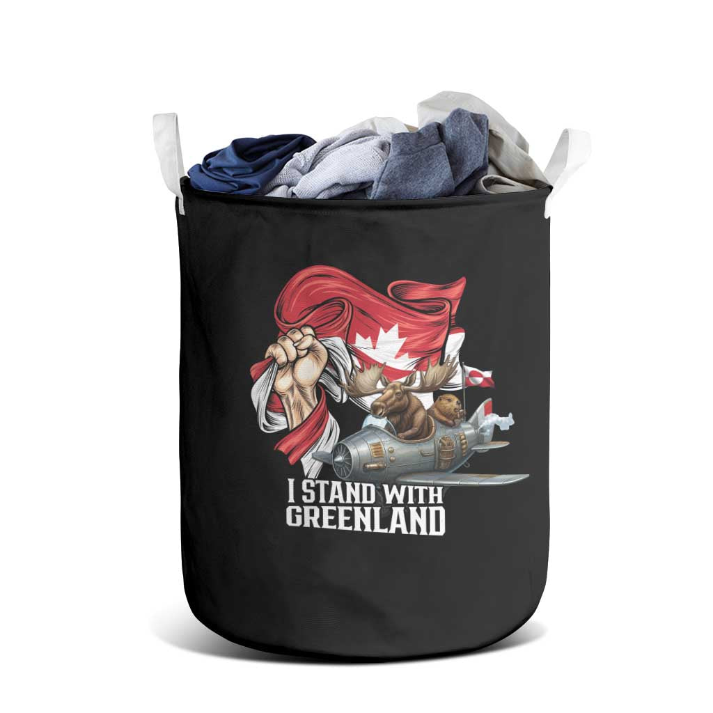 I Stand With Greenland Laundry Basket Canadian Greenland Flag
