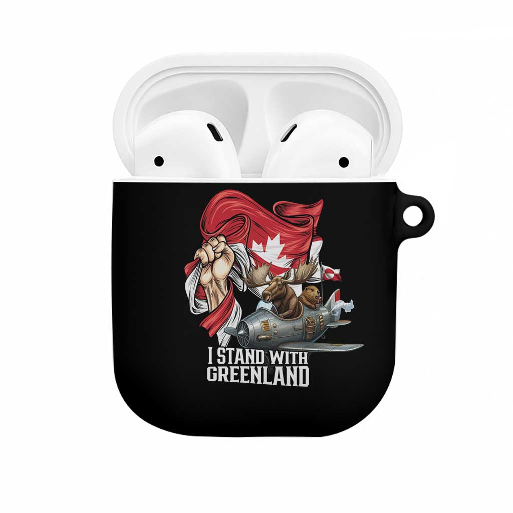I Stand With Greenland AirPods Case Canadian Greenland Flag