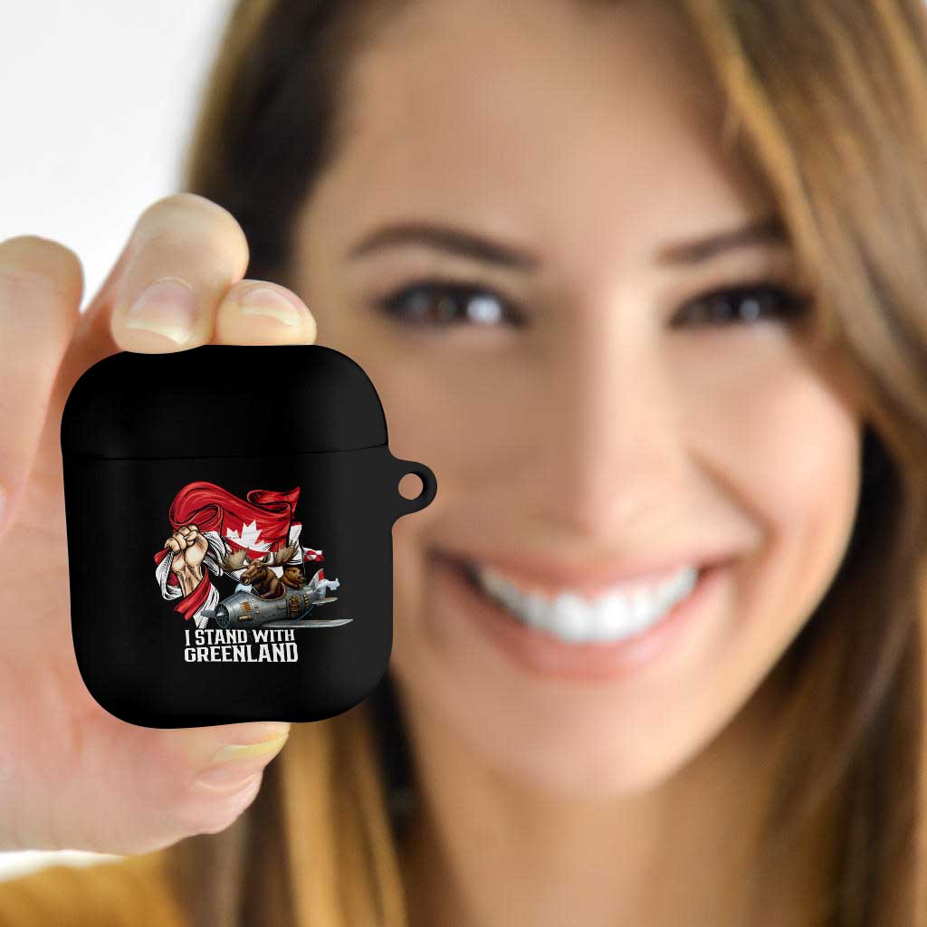 I Stand With Greenland AirPods Case Canadian Greenland Flag