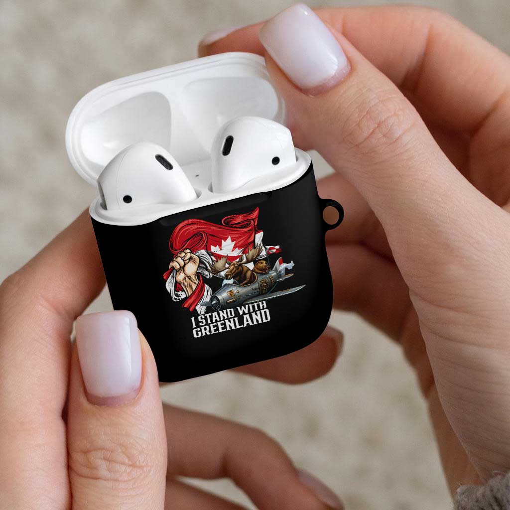 I Stand With Greenland AirPods Case Canadian Greenland Flag