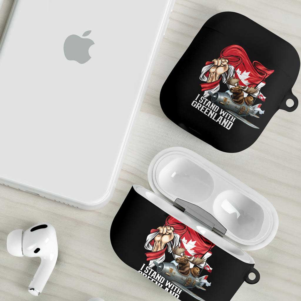 I Stand With Greenland AirPods Case Canadian Greenland Flag