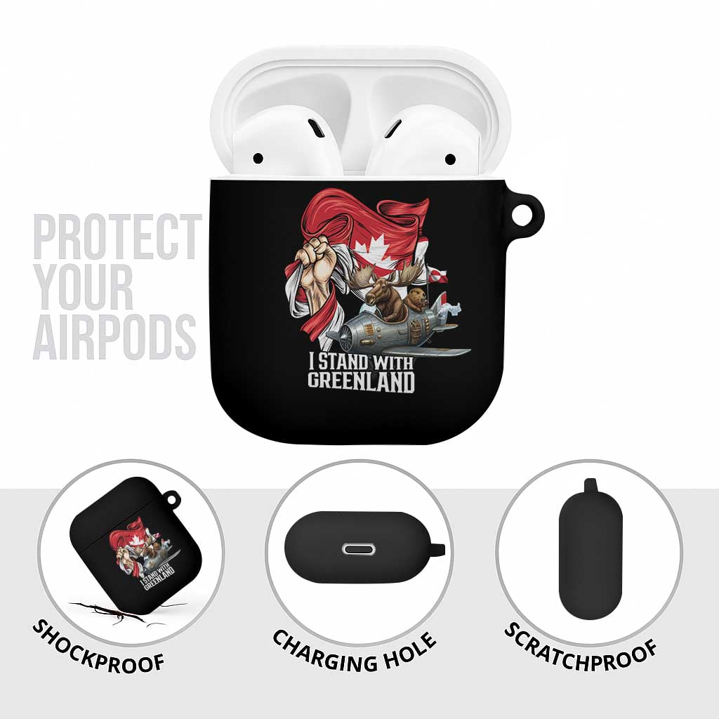 I Stand With Greenland AirPods Case Canadian Greenland Flag