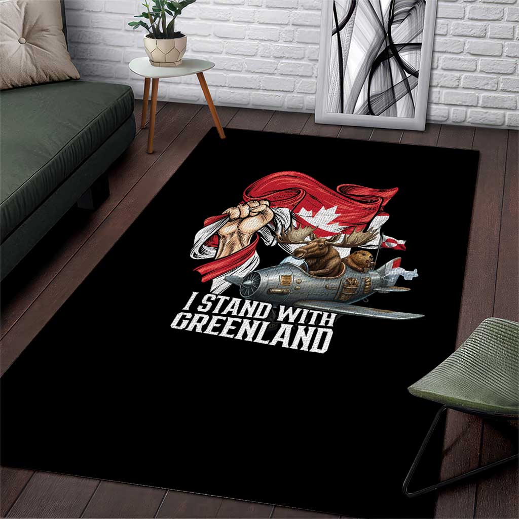 I Stand With Greenland Area Rug Canadian Greenland Flag