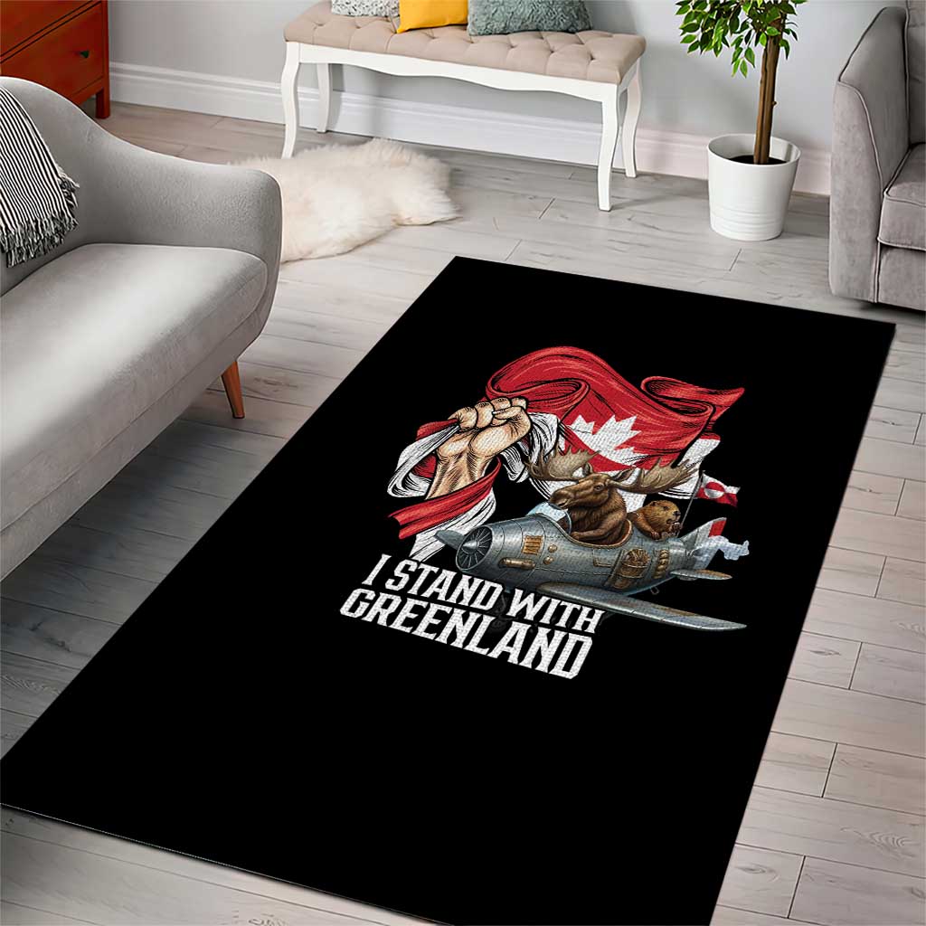 I Stand With Greenland Area Rug Canadian Greenland Flag