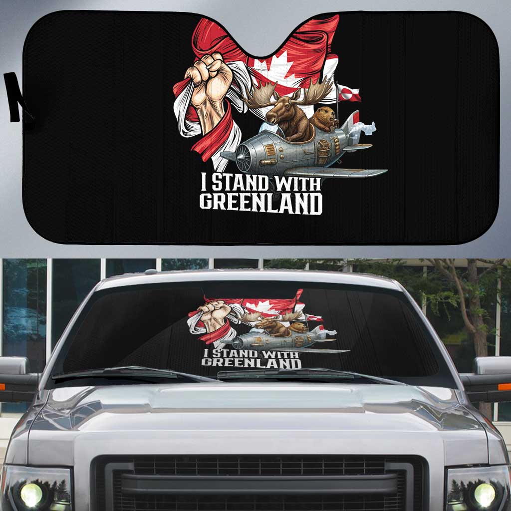 I Stand With Greenland Auto Sun Shade Canadian Greenland Flag