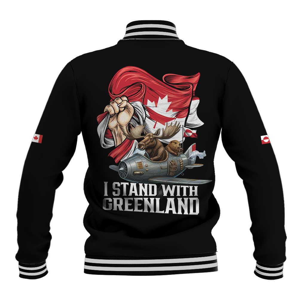 I Stand With Greenland Baseball Jacket Canadian Greenland Flag