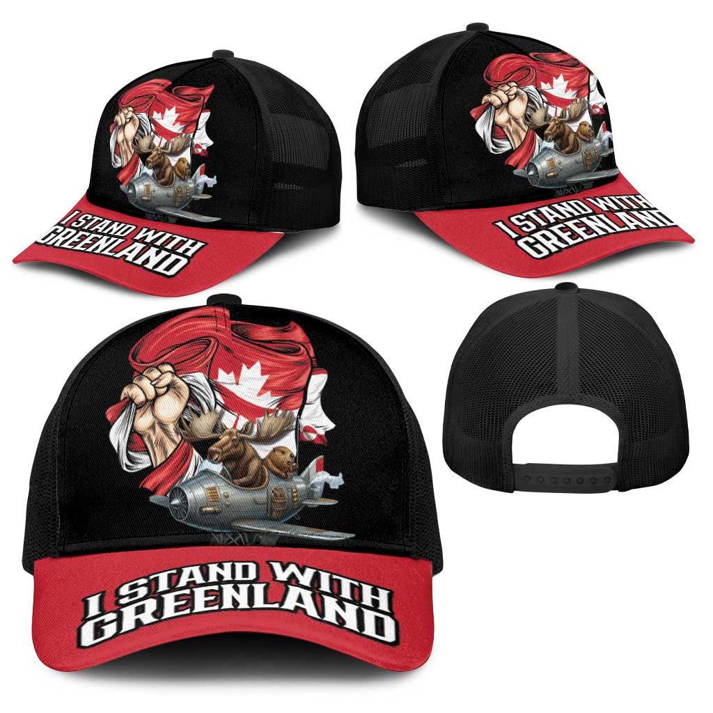 I Stand With Greenland Baseball Net Cap Canadian Greenland Flag