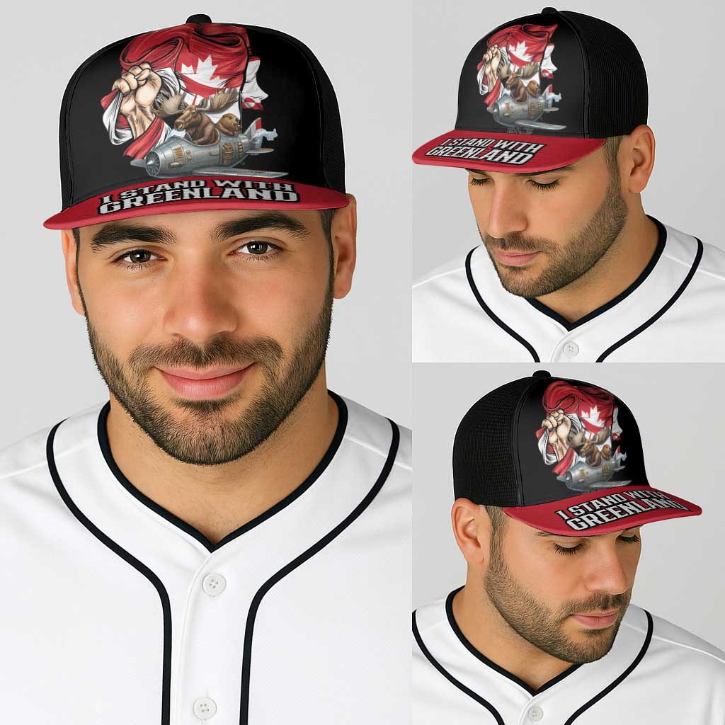 I Stand With Greenland Baseball Net Cap Canadian Greenland Flag