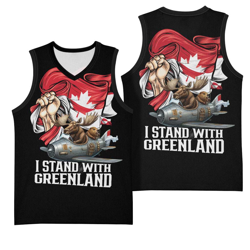 I Stand With Greenland Basketball Jersey Canadian Greenland Flag