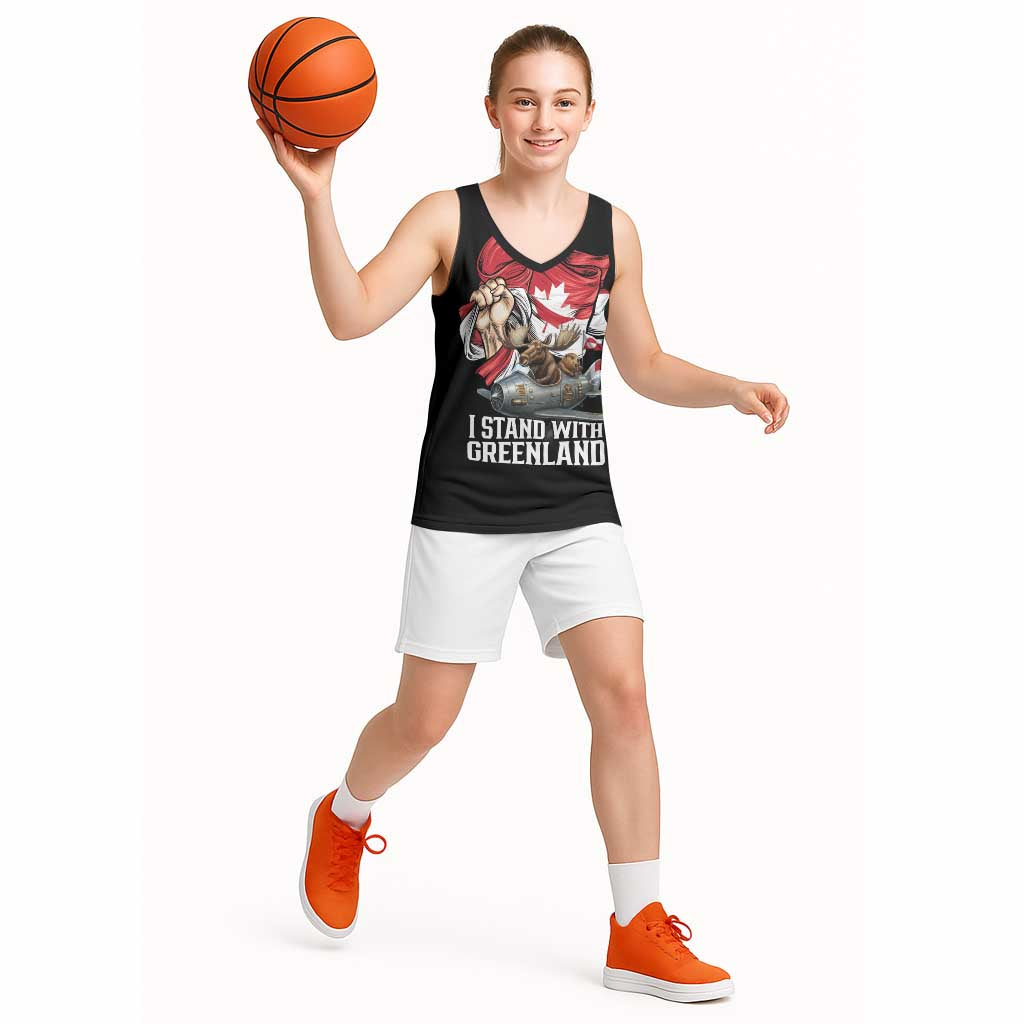 I Stand With Greenland Basketball Jersey Canadian Greenland Flag