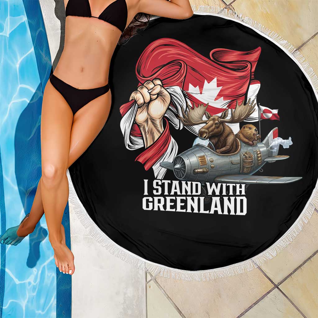 I Stand With Greenland Beach Blanket Canadian Greenland Flag