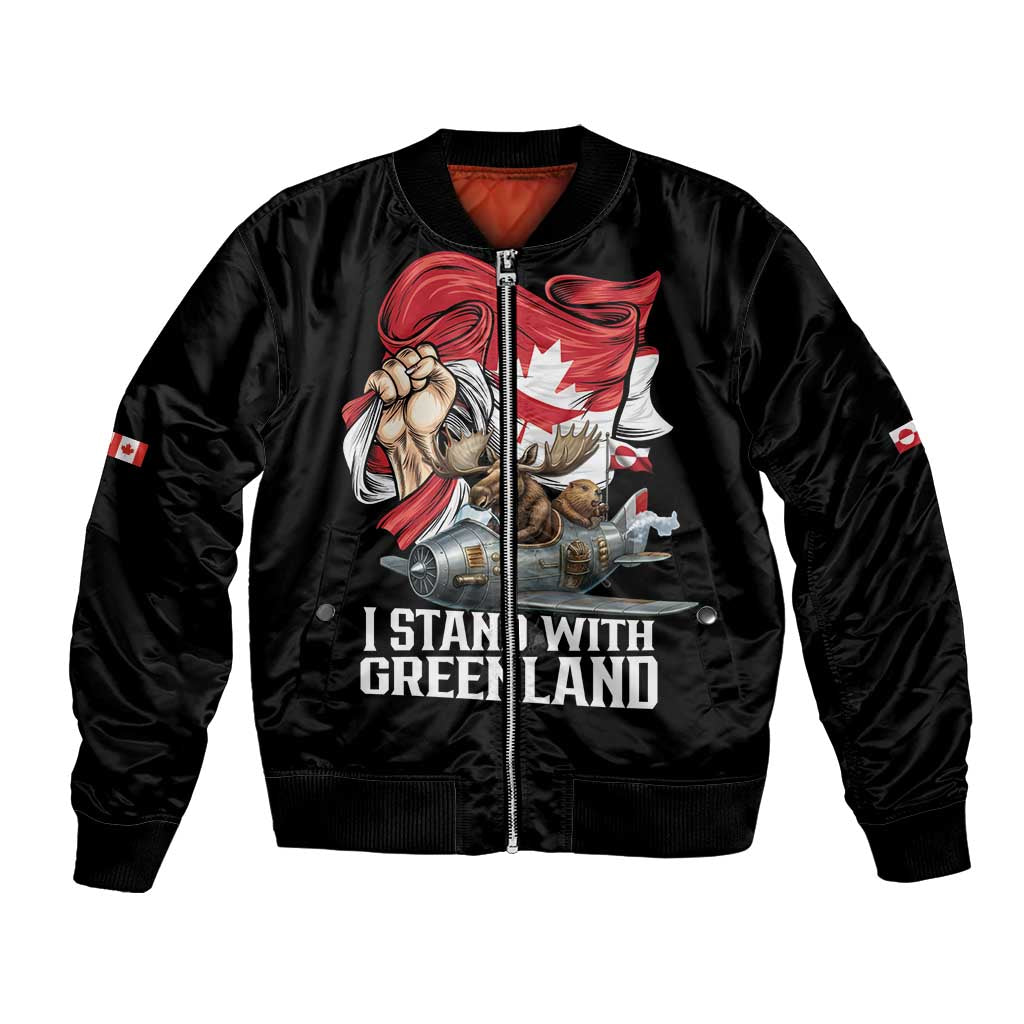 I Stand With Greenland Bomber Jacket Canadian Greenland Flag