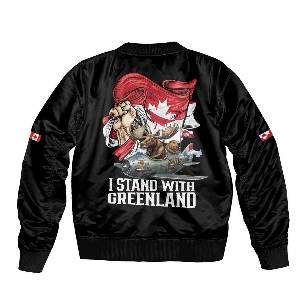 I Stand With Greenland Bomber Jacket Canadian Greenland Flag