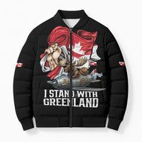 I Stand With Greenland Bomber Puffer Jacket Canadian Greenland Flag