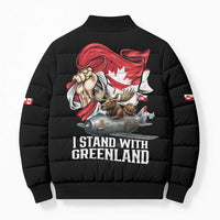 I Stand With Greenland Bomber Puffer Jacket Canadian Greenland Flag