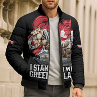 I Stand With Greenland Bomber Puffer Jacket Canadian Greenland Flag