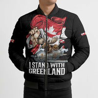 I Stand With Greenland Bomber Puffer Jacket Canadian Greenland Flag