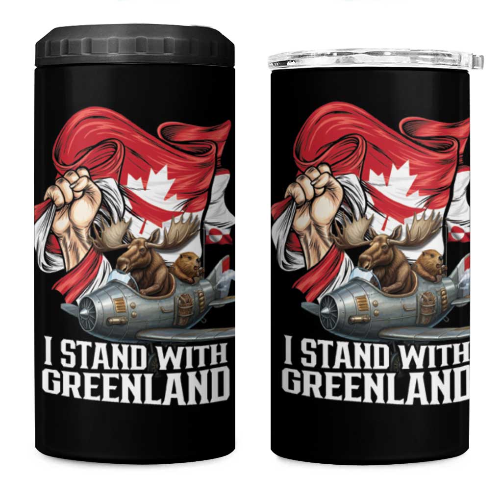 I Stand With Greenland 4 in 1 Can Cooler Tumbler Canadian Greenland Flag